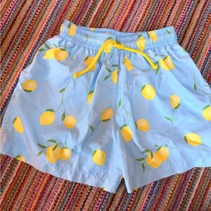 Sal & Pimenta Boys Swim Trunks - Blue with Yellow Lemons
